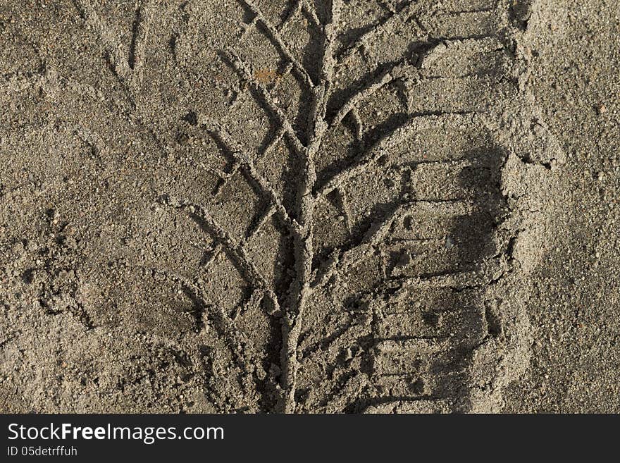 Car tire trace of criminal. Car tire trace of criminal