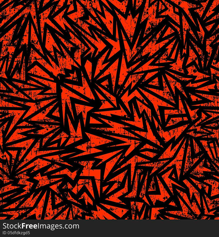 Abstract seamless background made of red sharp shapes on black grunge background. Abstract seamless background made of red sharp shapes on black grunge background