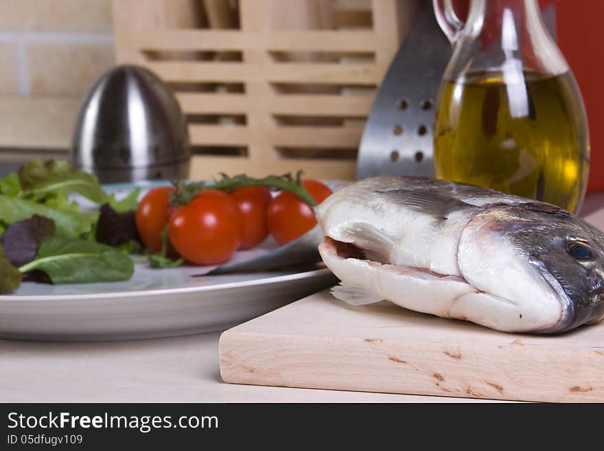 Preparation of sea bream one of the most common fish at table