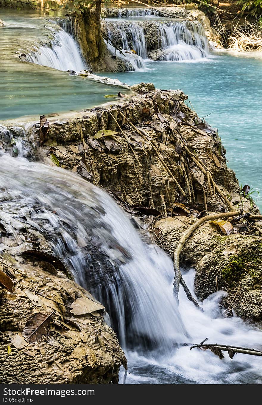 Detail of a neglected side of the wonderful waterfalls near Luang Prabang. Detail of a neglected side of the wonderful waterfalls near Luang Prabang