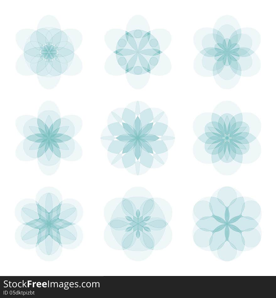 Set of abstract flowers