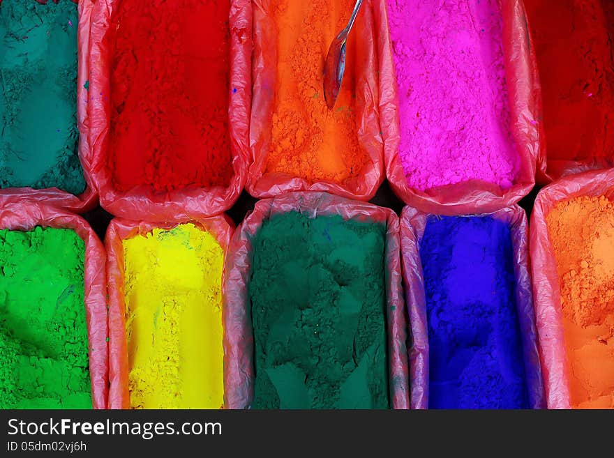 Colorful powders in Kathmandu - Nepal. Colorful powders in Kathmandu - Nepal