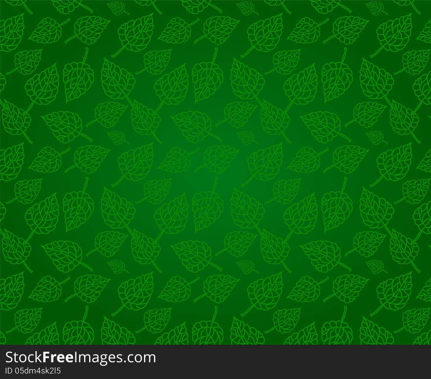 Seamless leafs green pattern, vector