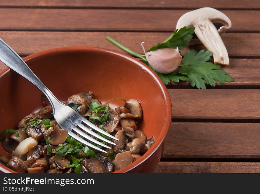 Champignon mushroom, vegetables for appetizer and side dish