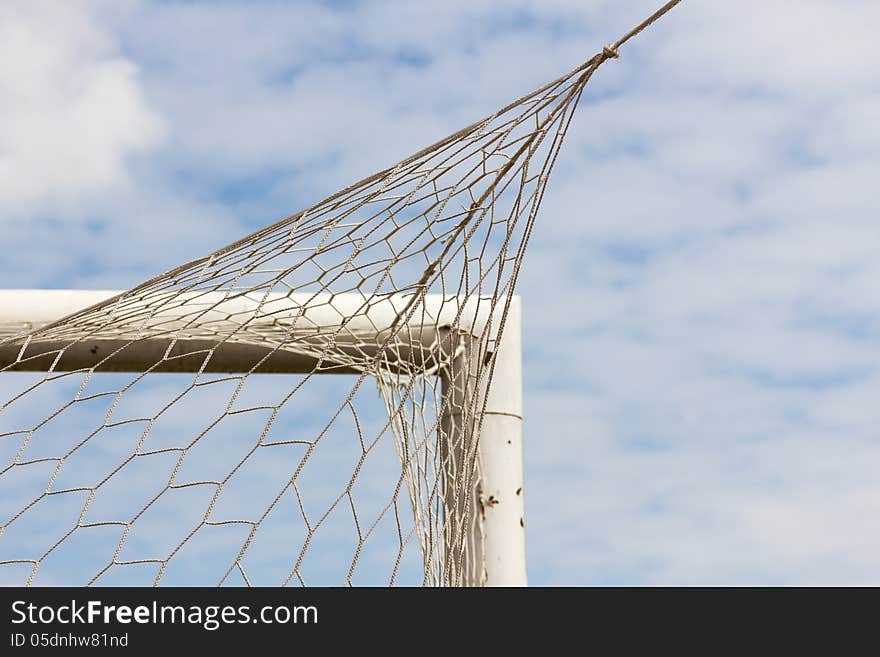 Back side the Goal at the soccer field. Back side the Goal at the soccer field