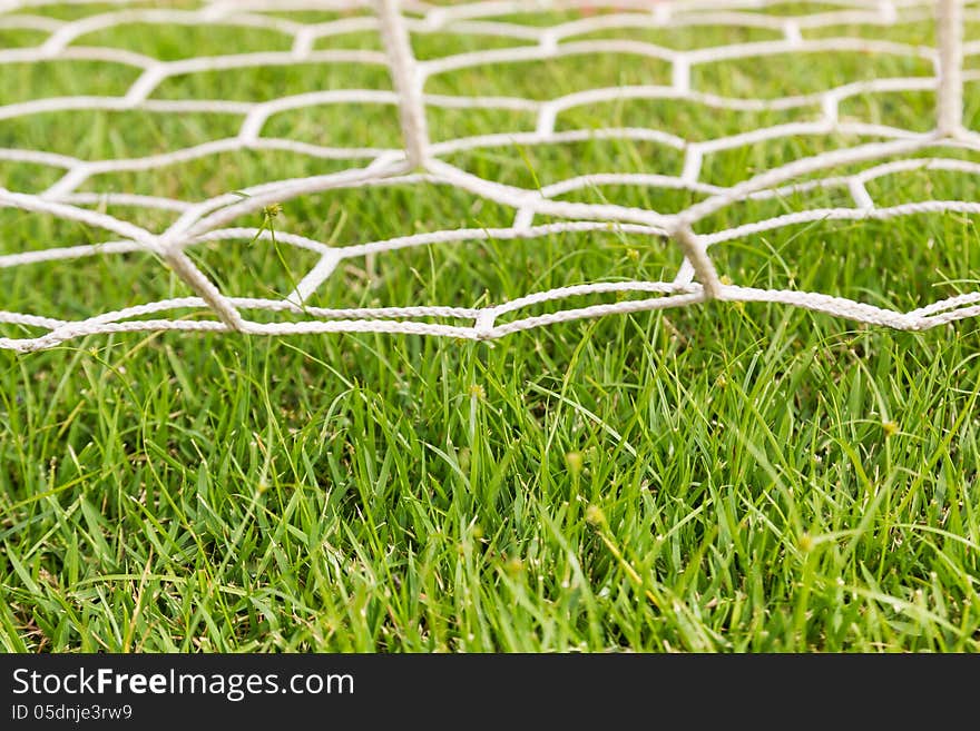 Back side the Goal at the football field. Back side the Goal at the football field