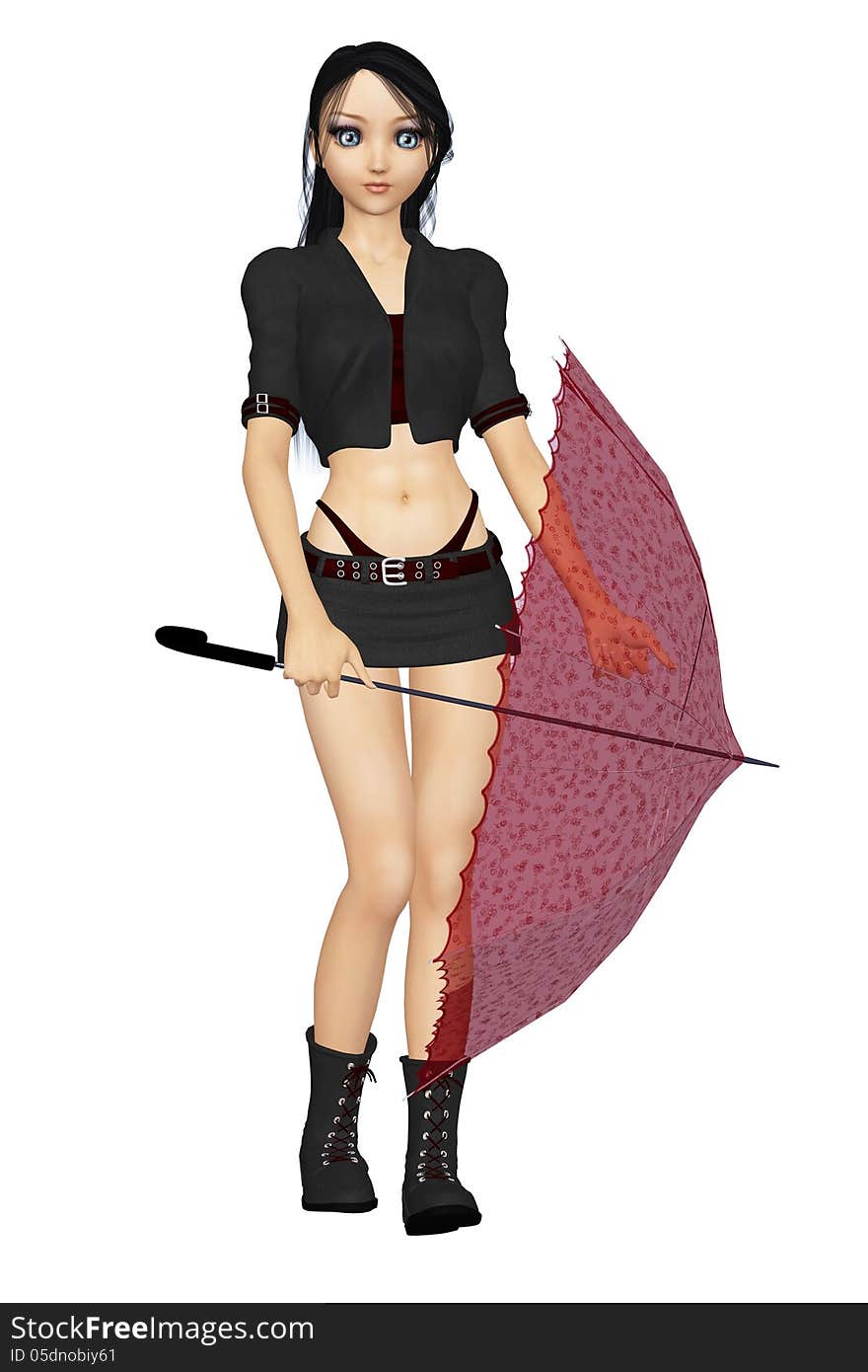 Girl With Red Umbrella