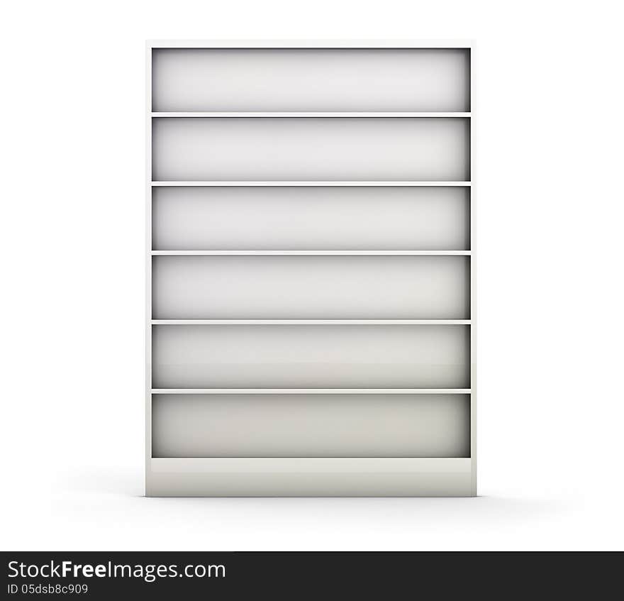 Empty white shelf isolated on white. Empty white shelf isolated on white.