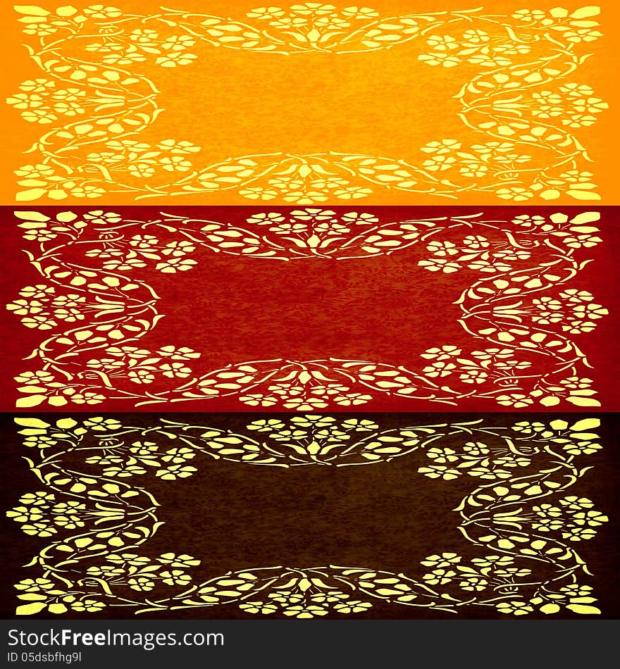 Abstract floral motif collage in warm colours