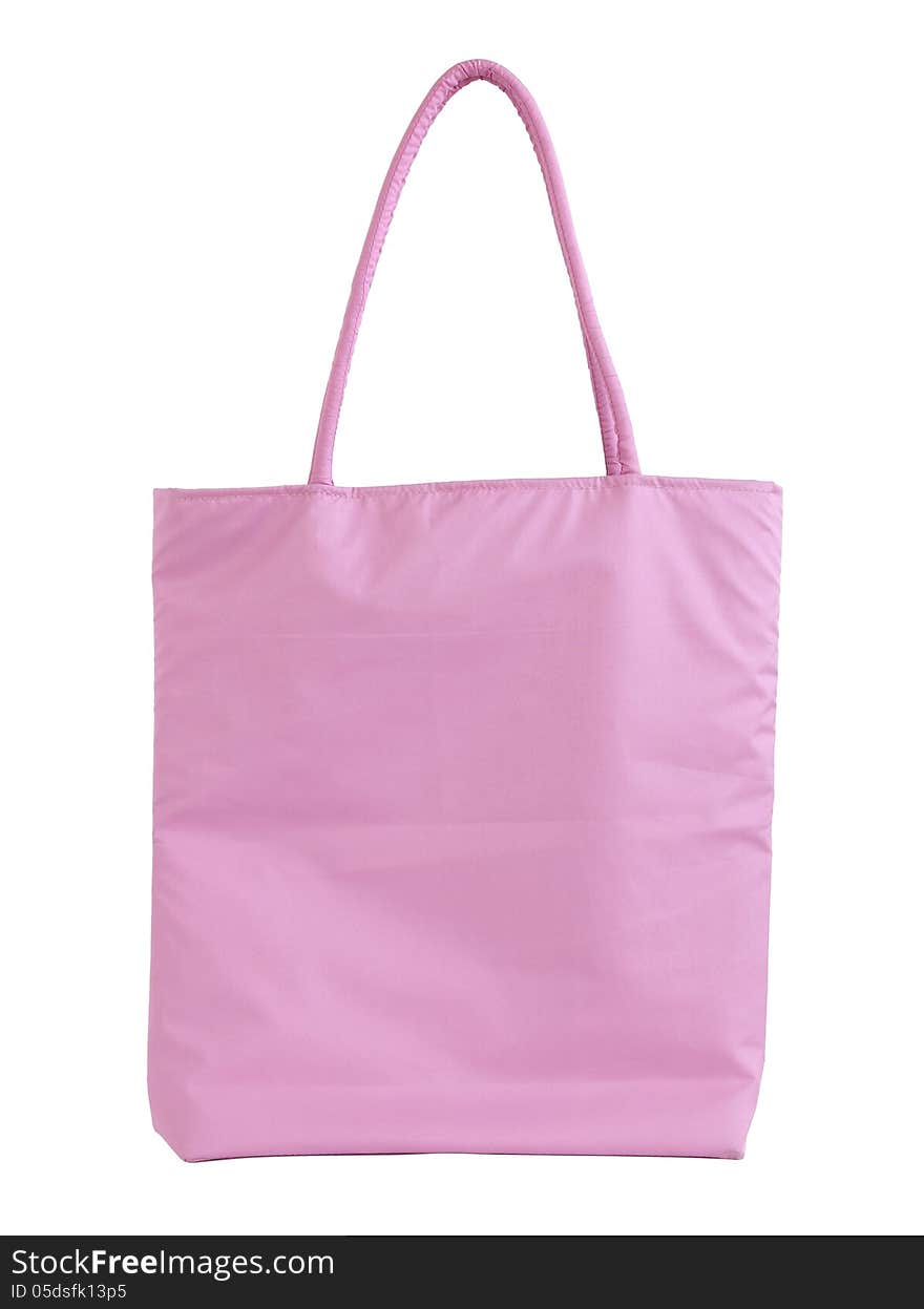 Pink fabric bag isolated on white with clipping path