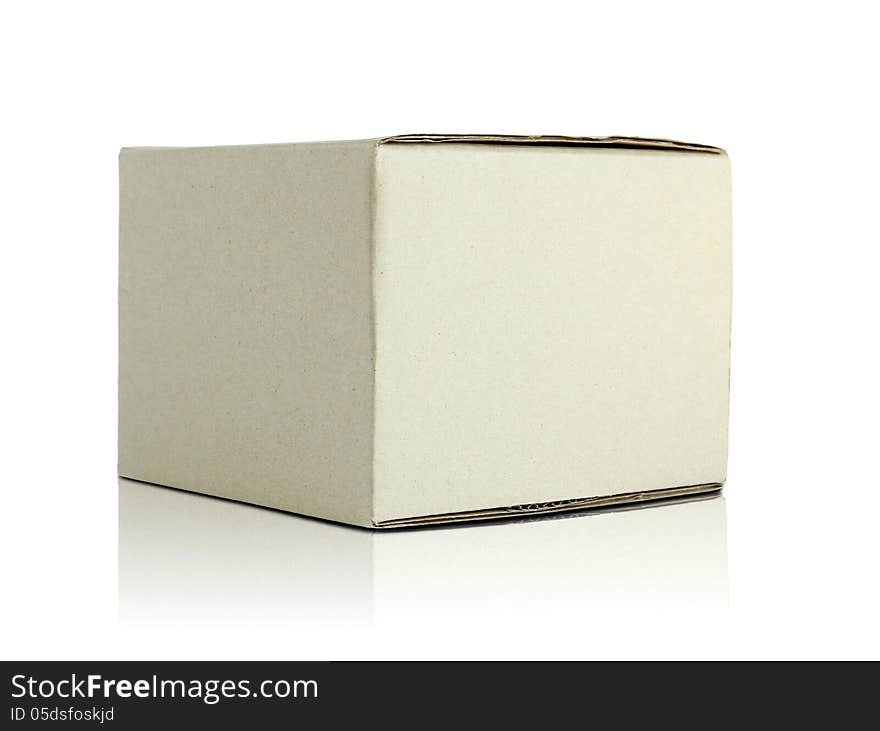 Blank cardboard box on white background