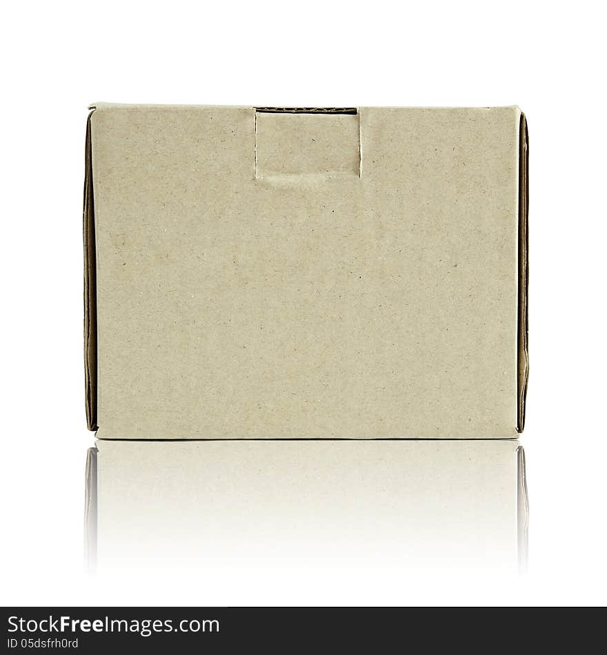 Blank cardboard box on white background