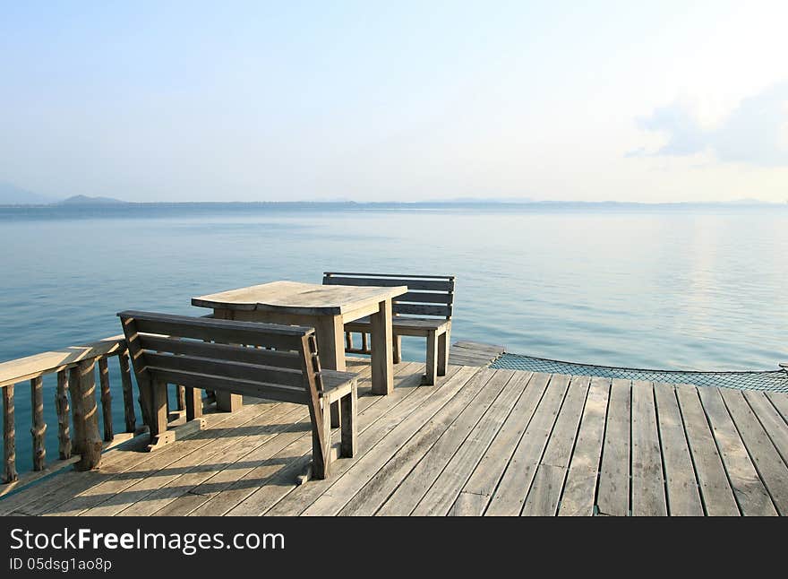 Table and chairs on a tropical beach resort. Table and chairs on a tropical beach resort