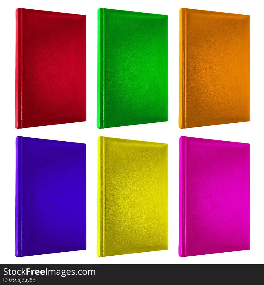 Set of colorful books cover isolated on white with clipping path