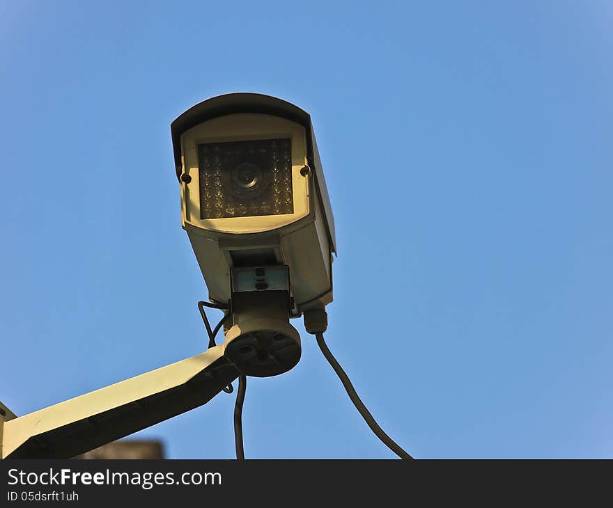 Front of CCTV camera in sunny day. Front of CCTV camera in sunny day