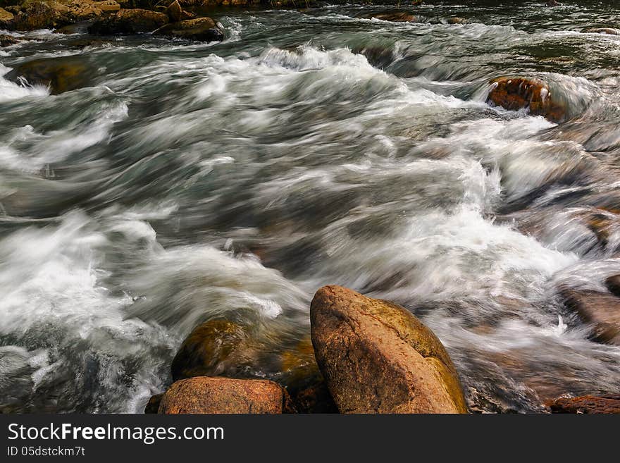 Dalian City, Liaoning Province, China.Dalian Bingyu Valley brook.