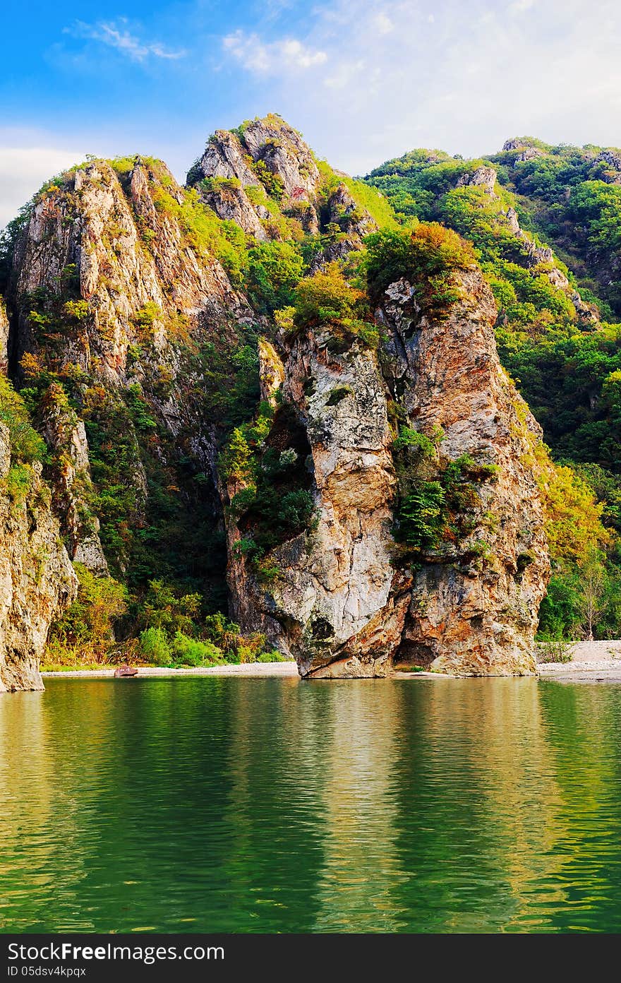 Dalian City, Liaoning Province, China.Dalian Bingyu Valley.Taken in Yunshuidu lake scenic spot.It was green mountains and clear waters. Dalian City, Liaoning Province, China.Dalian Bingyu Valley.Taken in Yunshuidu lake scenic spot.It was green mountains and clear waters.