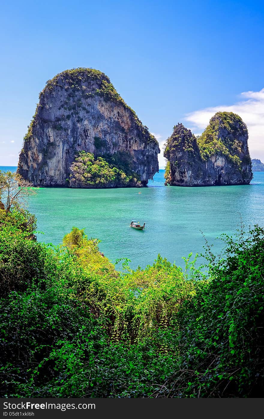 Tropical island and ocean landscape view in Andaman sea