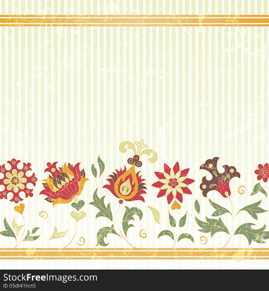 Floral background with retro flowers. CMYK. EPS 10 vector illustration. All elements are available under the clipping mask. Floral background with retro flowers. CMYK. EPS 10 vector illustration. All elements are available under the clipping mask.