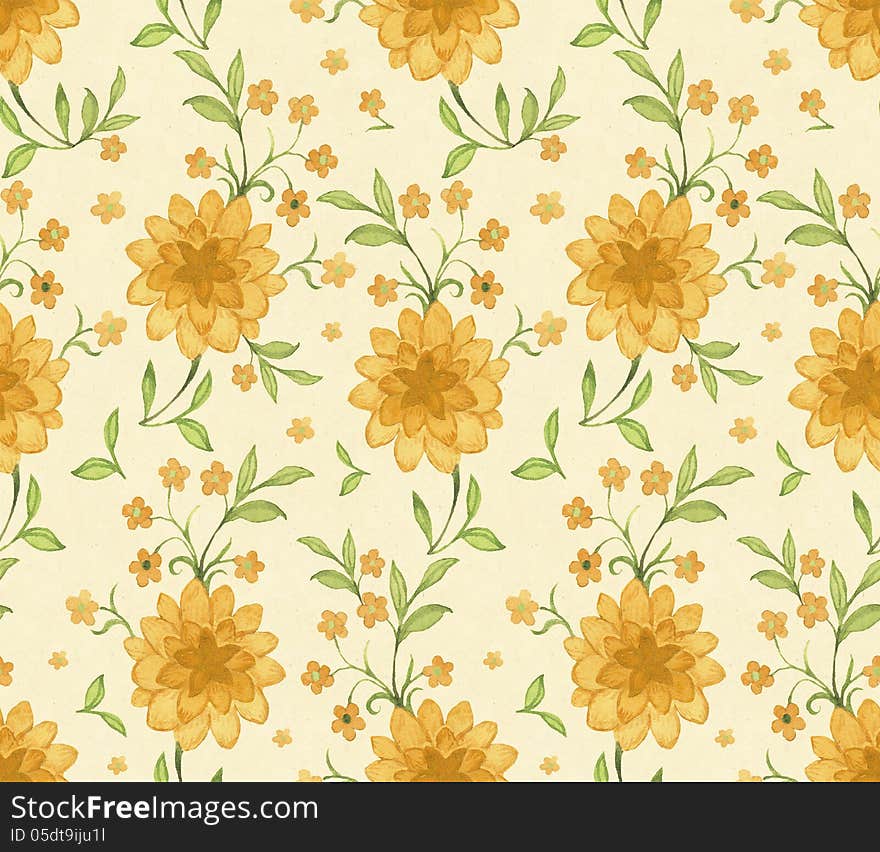 Seamless pattern with watercolor flowers