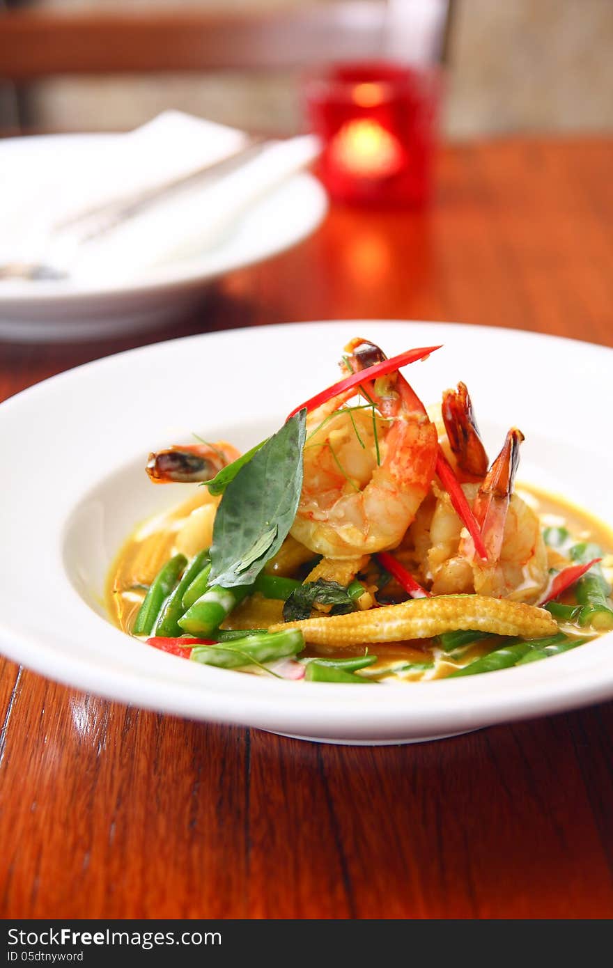 Green Curry With Prawn, Thai Food.