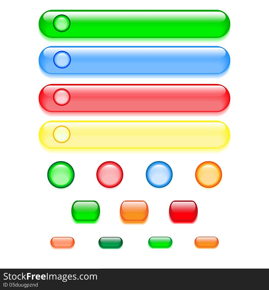 Vector set of long colored glass buttons. Vector set of long colored glass buttons