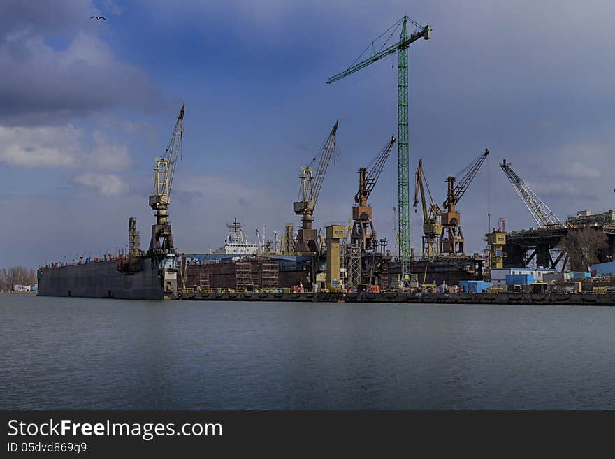 Dry dock at the shipyard in Gdansk