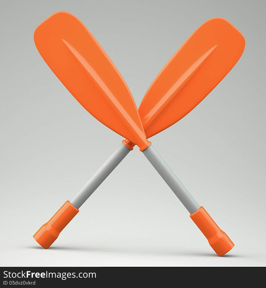 Two oars on grey background