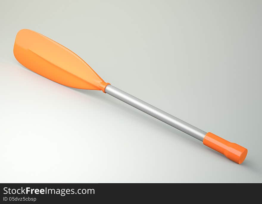 Oar on gray background. 3d illustration