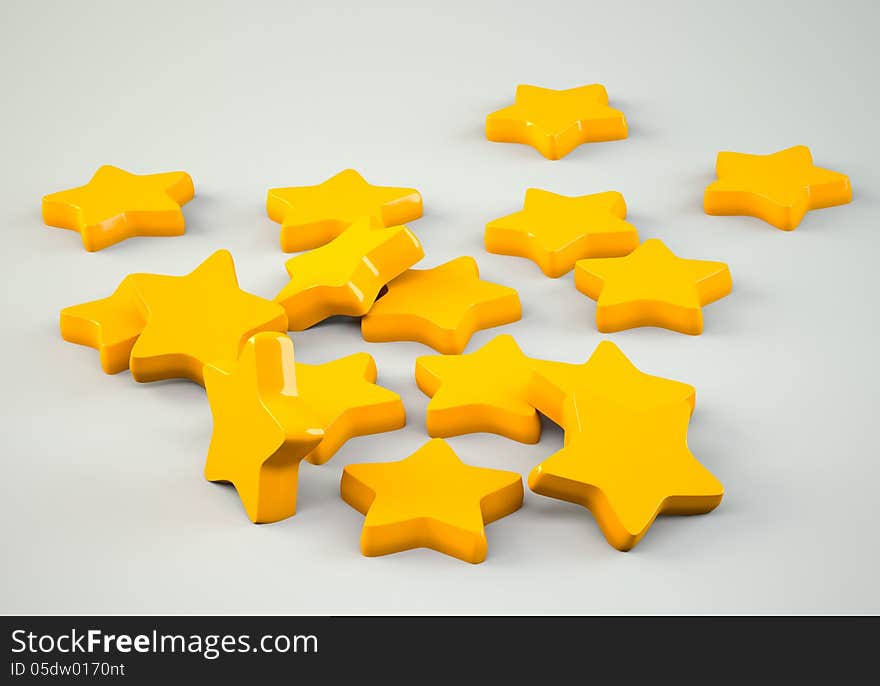 Golden stars scattered on grey background