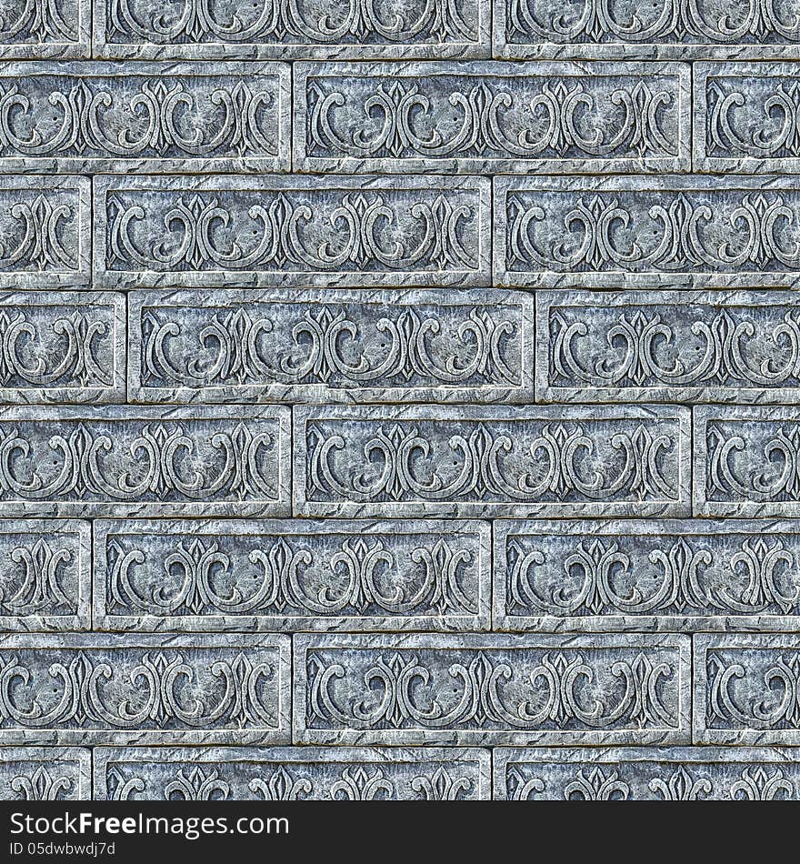 Seamless Texture of Gray Decorative Bricks Wall.