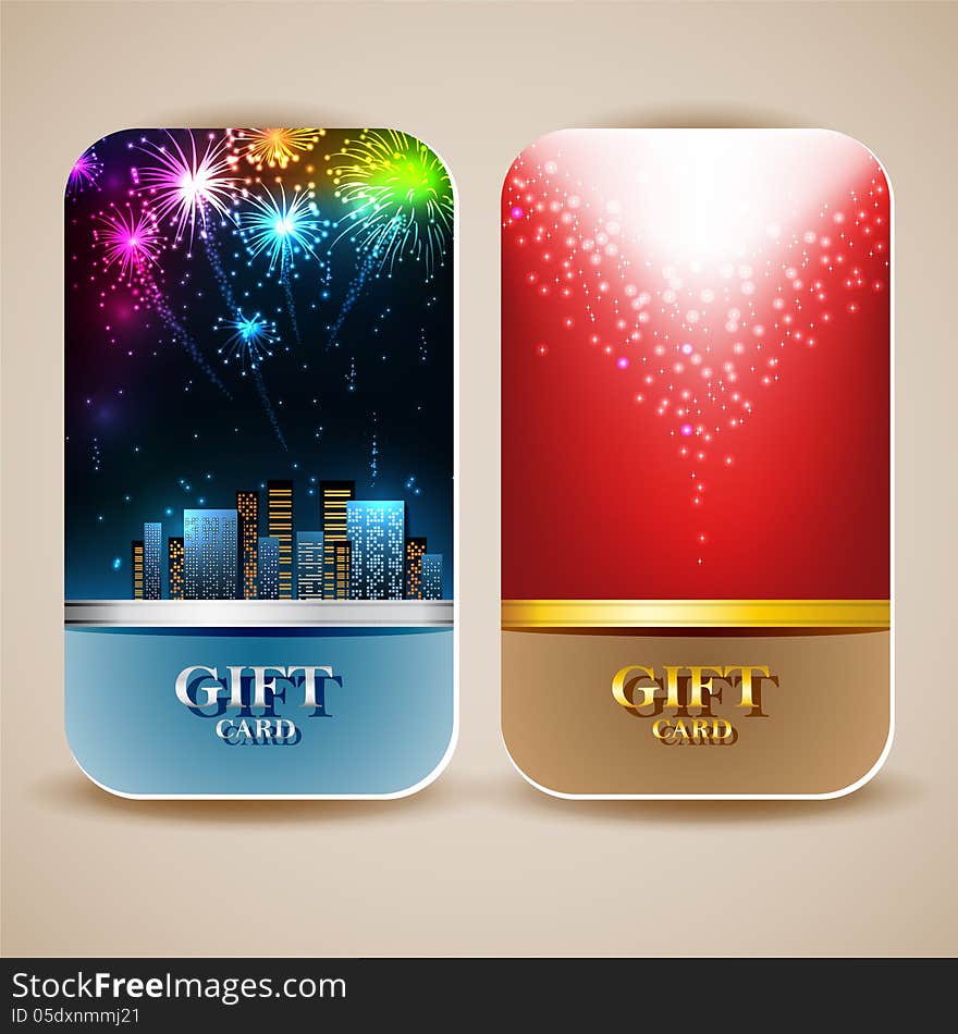 Collection of gift cards with ribbons. Vector background