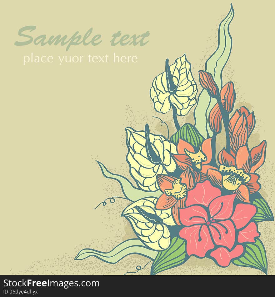 Decorative background with exotic flowers