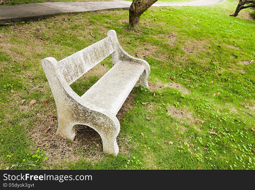 Stone   chair  in  the   garden