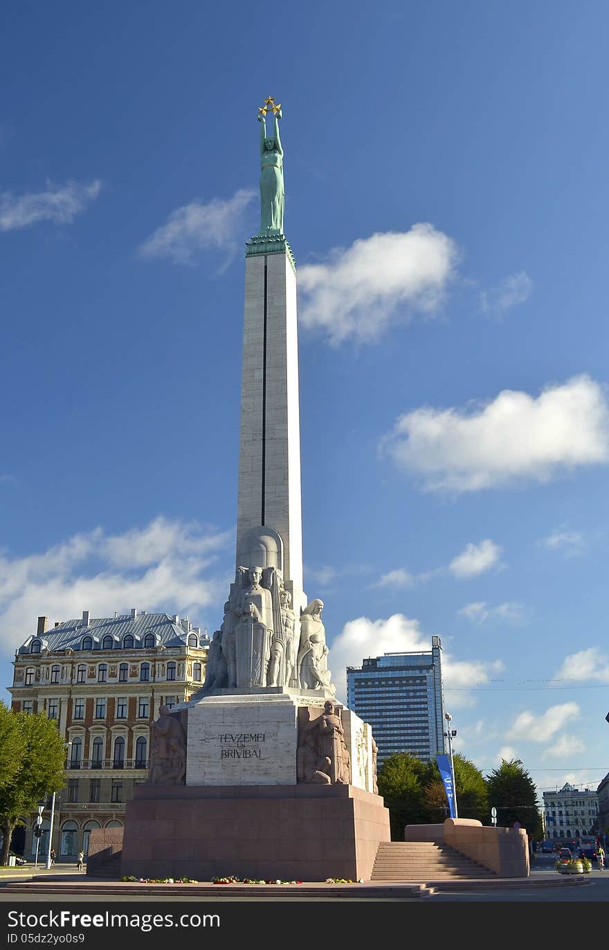 The Freedom Monument is a memorial located in Riga, Latvia, honouring soldiers killed during the Latvian War of Independence (1918–1920). The Freedom Monument is a memorial located in Riga, Latvia, honouring soldiers killed during the Latvian War of Independence (1918–1920)