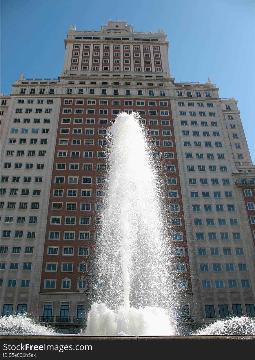 The facade of the building