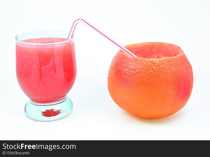 Glass of grapefruit pulp obtained from grapefruit. Glass of grapefruit pulp obtained from grapefruit