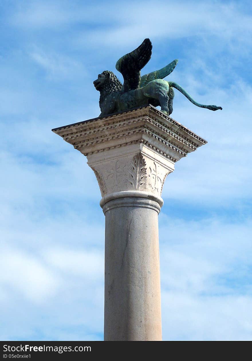 Venice - The Lion Of Venice On The Column