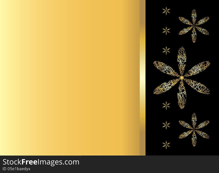 Background With Stylized Gold Flowers