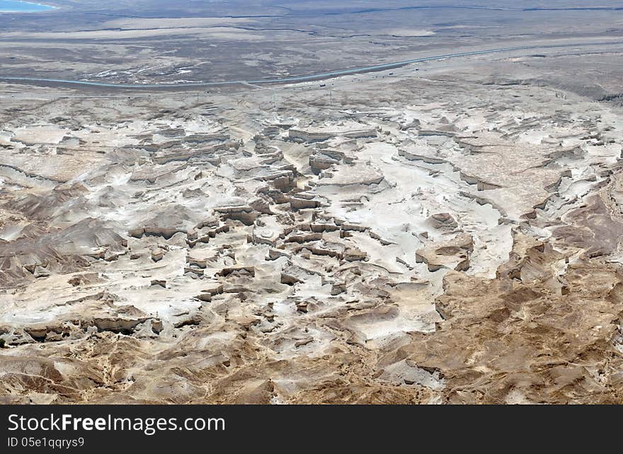 Dead Sea plain panorama.