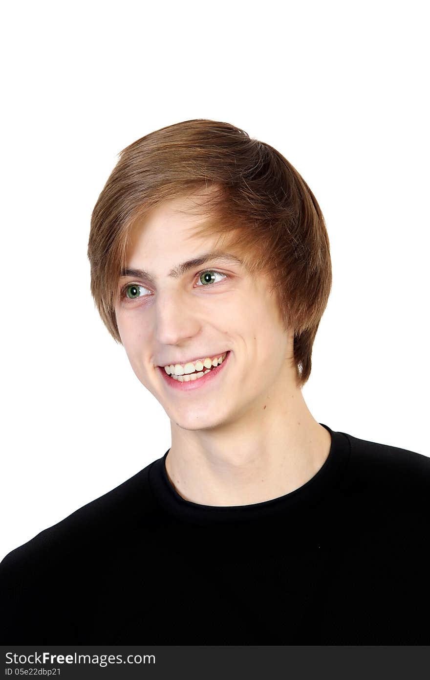 Close up portrait of handsome caucasian man on white background