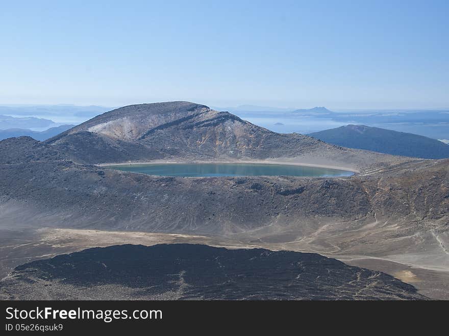 New Zealand, Tongariro Crossing, view at lake. New Zealand, Tongariro Crossing, view at lake