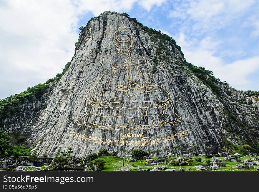 Carved buddha image of Khao Chee Jan, Pattaya Thailand