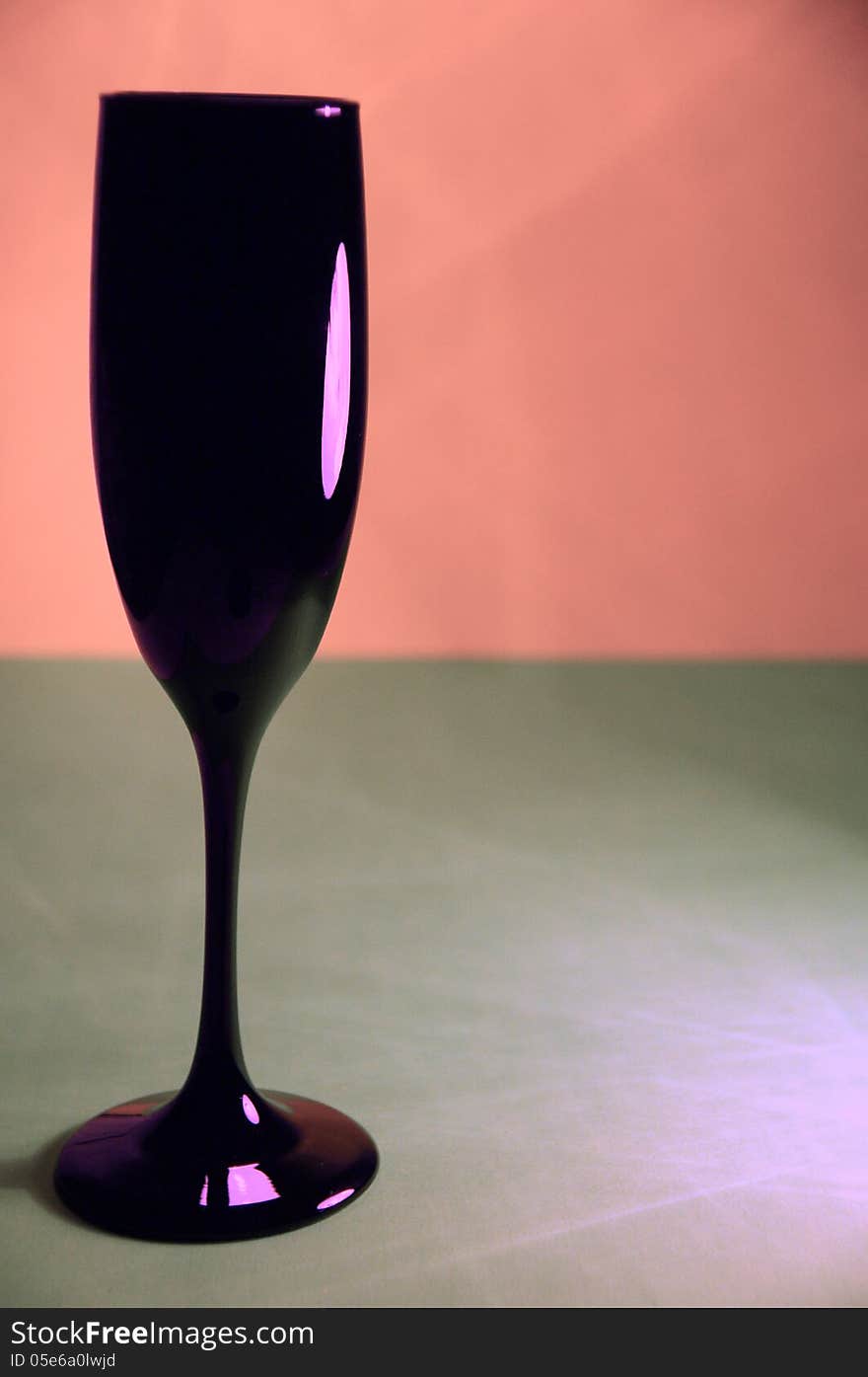 Black Wine Glass Pink Gray Background