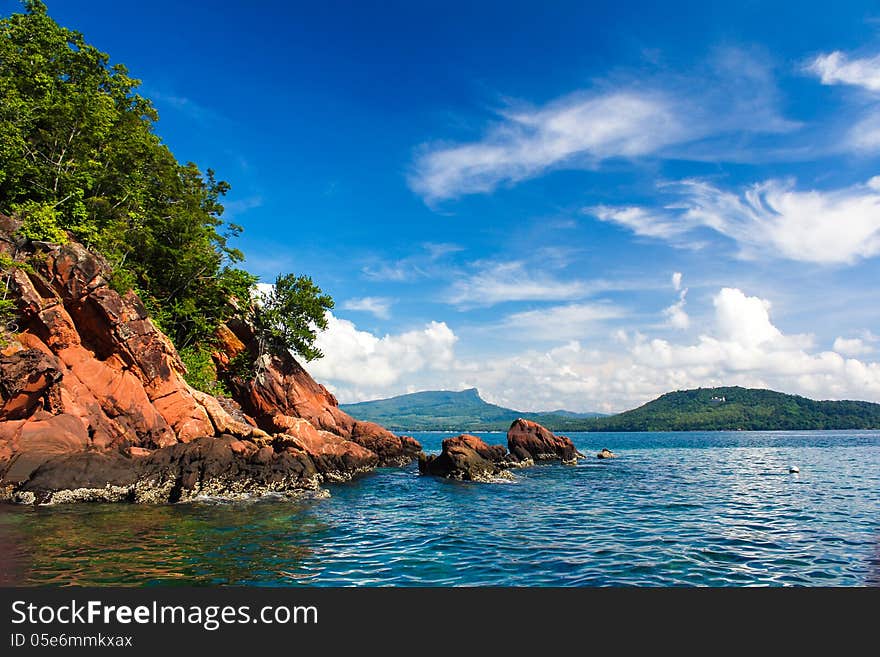 The blue sea with clear blue sky and small island at Andaman sea. The blue sea with clear blue sky and small island at Andaman sea