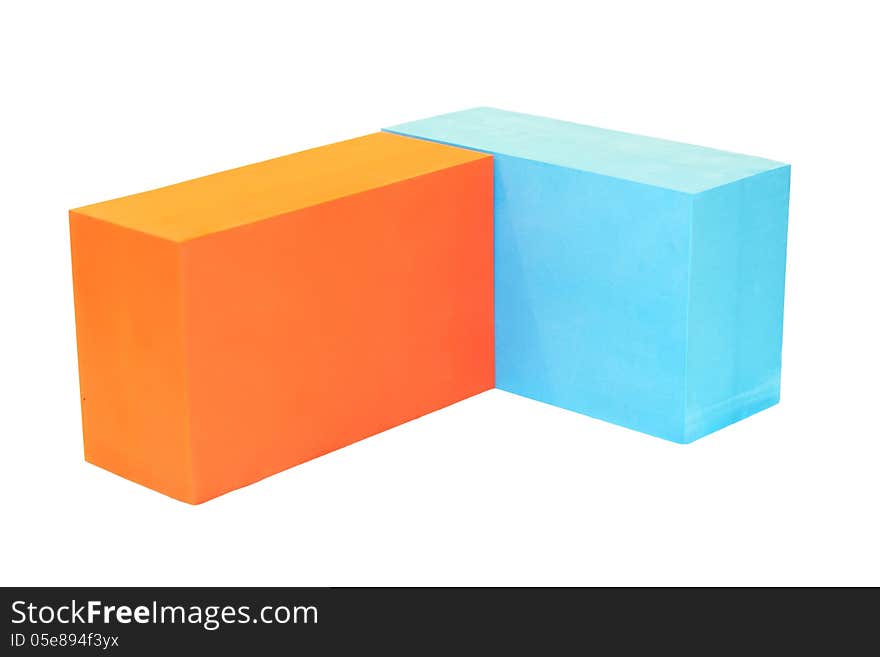 Yoga block on white isolated