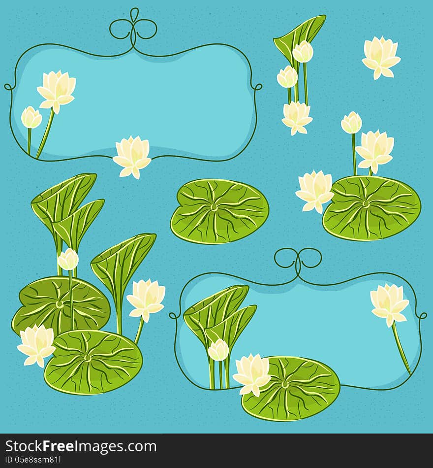 Vector Floral Set With Lotus