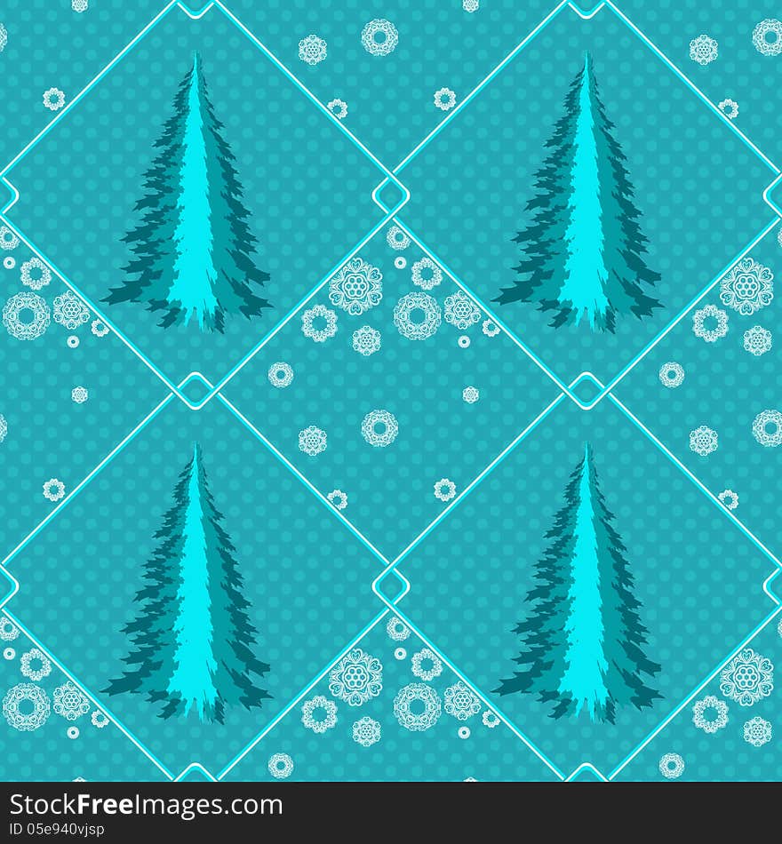 Seamless pattern with fir tree and snowflakes. Seamless pattern with fir tree and snowflakes