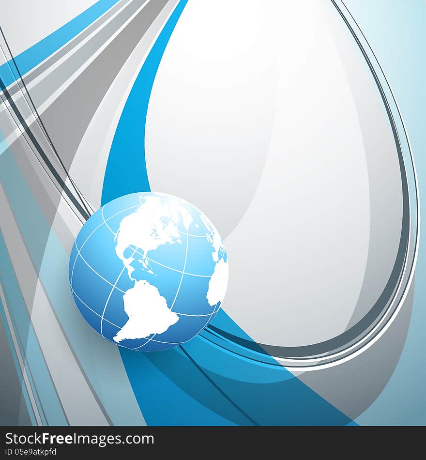 Vector wavy lines with copy space and globe. eps10. Vector wavy lines with copy space and globe. eps10