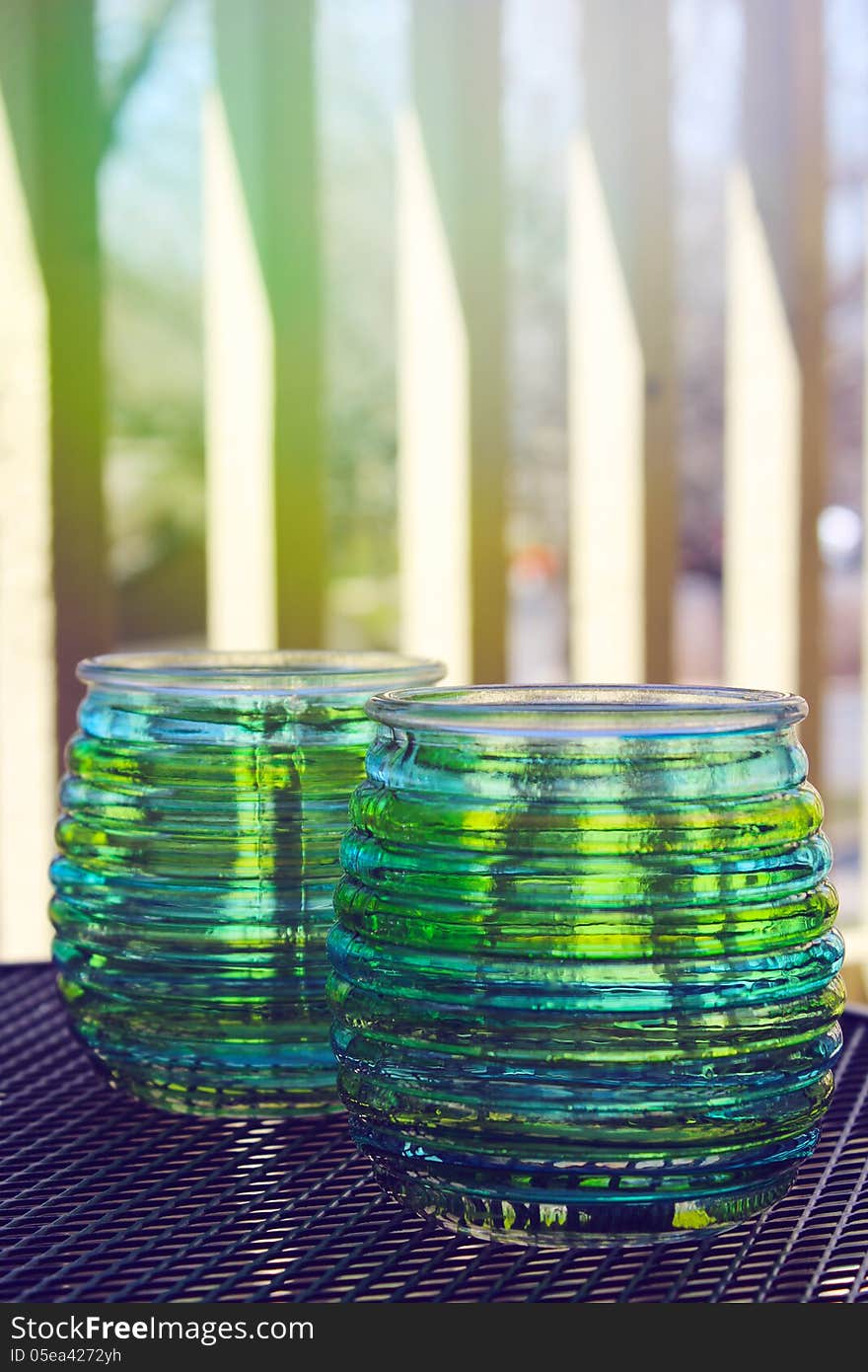 Beautiful design with glass cups on the coffee table